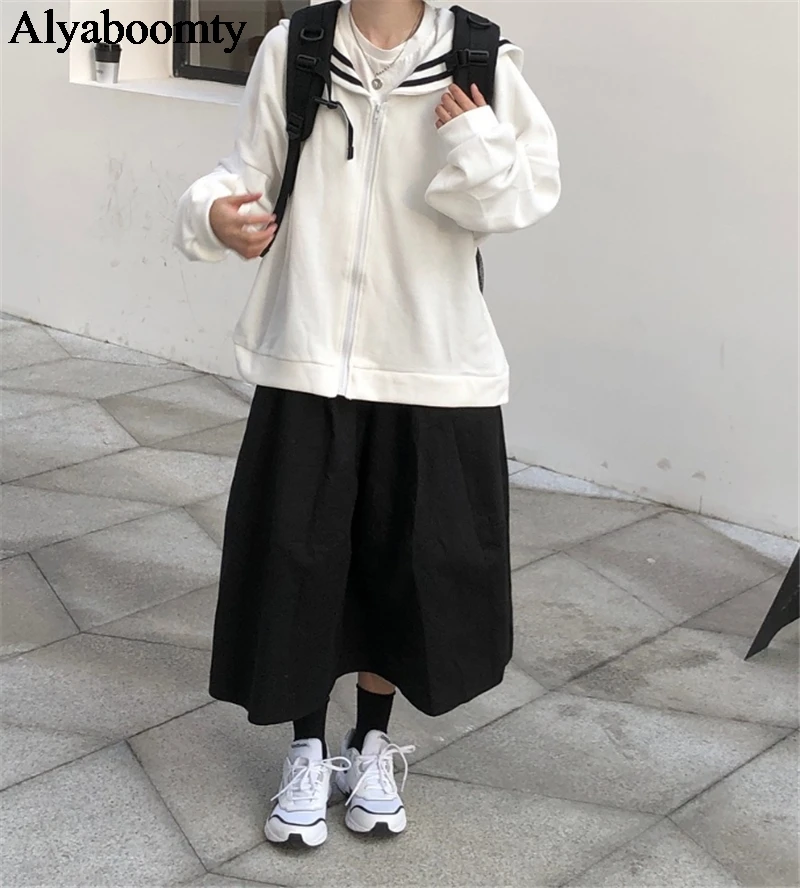 Женская уличная верхняя одежда в японском стиле Харадзюку куртка на молнии с