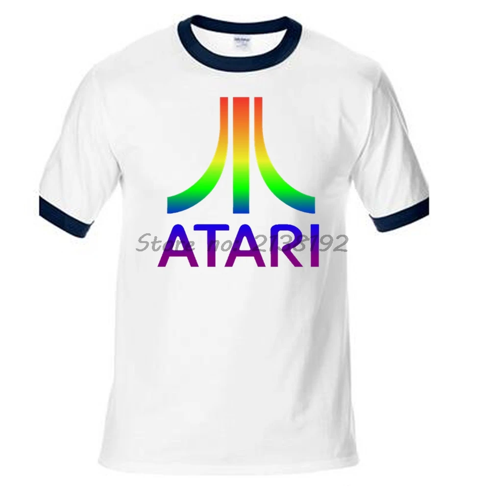 WHITE WITH NAVY ATARI мужская футболка мужская Футболка с рукавами реглан брендовая летняя модная мужские топы футболки подарок - Color: WHITE WITH NAVY