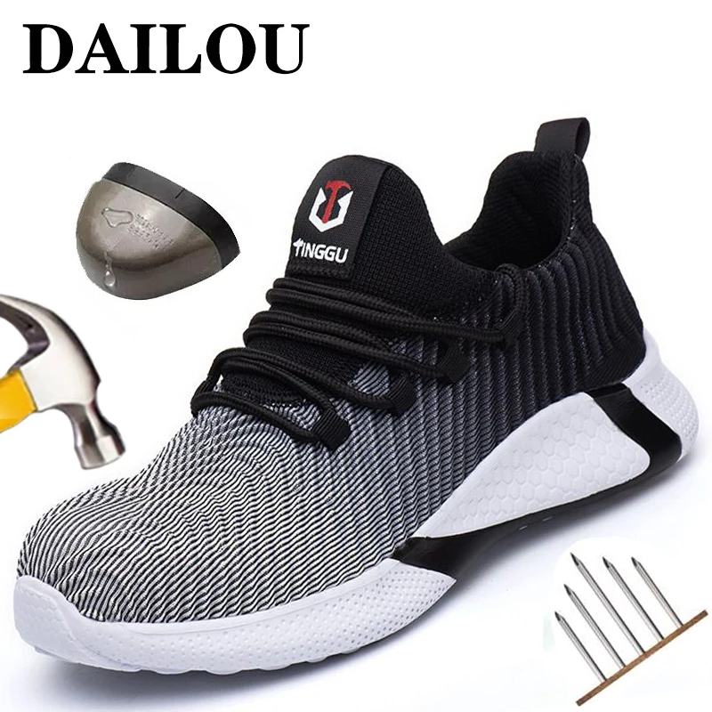 

DAILOU Work Boots Steel Toe Safety Shoes Men Safety Boots Anti-smashing Men's Boots Lightweight Work Shoes Sneakers Men Shoes