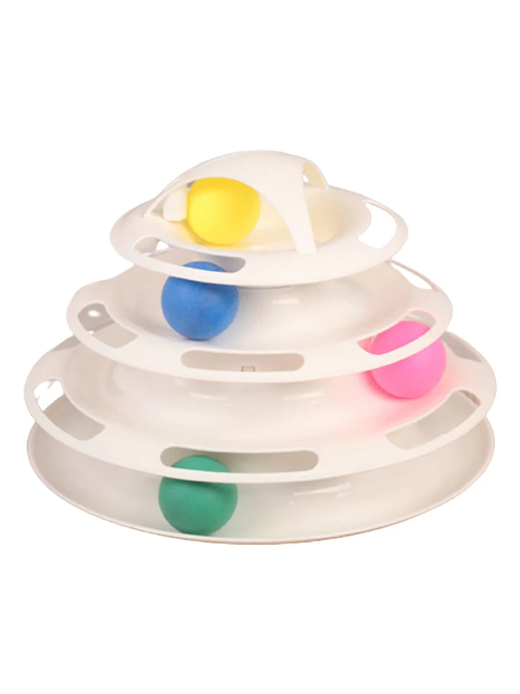 

Трехуровневая интеллектуальная развлекательная игрушка для кошек с тремя дисками, башня, треки, Дисковые игрушки для кошек, мяч, милая плас...