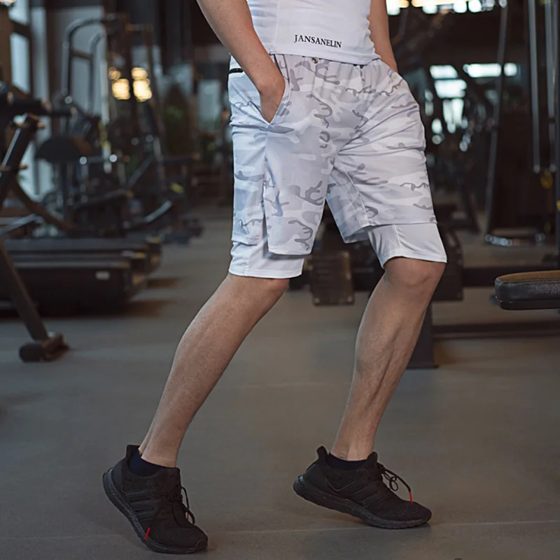 Шорты мужские спортивные двухслойные дышащие эластичные быстросохнущие для