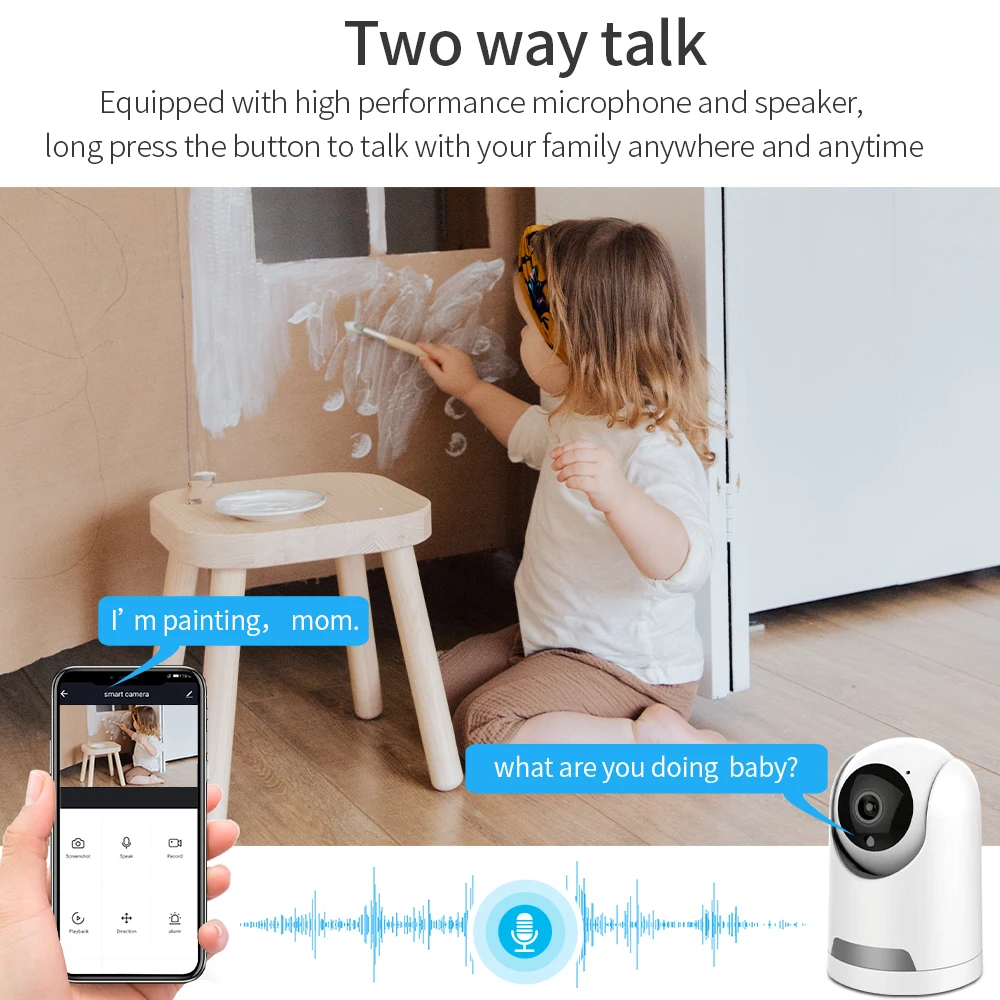Умная домашняя Wi Fi камера 3MP Tuya для системы видеонаблюдения PTZ детей поворот на 360