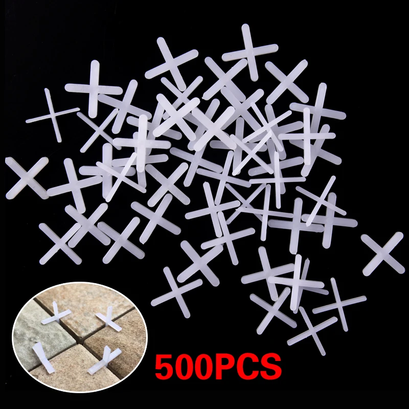 

500pcs Tile Spacer Cross Plastic 2mm Tiling Ceramic Tilers Plumbers White Cross Clips Tile Leveling System Tile Locator Gap Tool