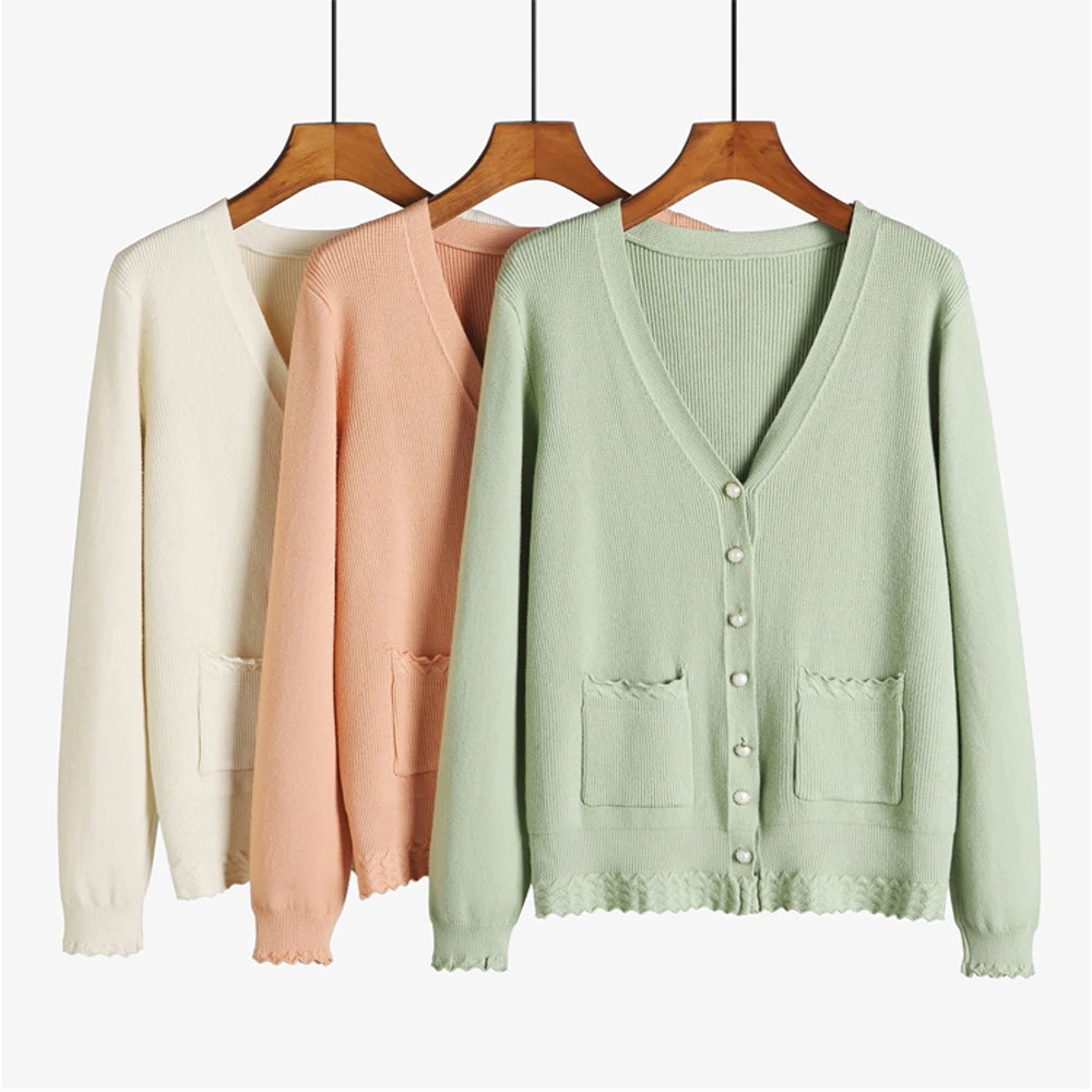 Женский свитер на пуговицах с V-образным вырезом повседневный женский Кардиган