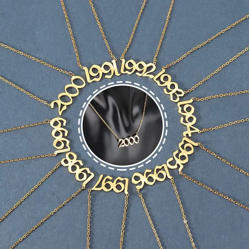 Ожерелье Handamde с изображением дня рождения Женская Золотая цепочка винтажное