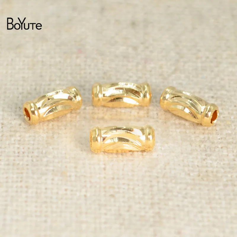 

BoYuTe (100 Pieces/Lot) 3*7MM 1.6MM Hole Real Gold Plating Drum Beads Factory Wholesale Diy Jewelry Accessories Loose Beads