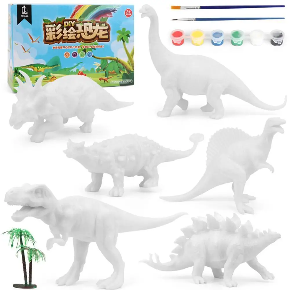 

DIY Graffiti Dinosaur Model Hand-painted Coloring Tyrannosaurus Dinosaur Watercolor Painting Children's Toy