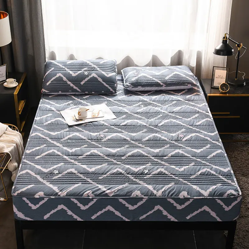 Thicken Quilted Bed Fitted Sheet Mattress Cover Warm Soft Anti-Bacteria King Queen set Not Including Pillowcase | Дом и сад