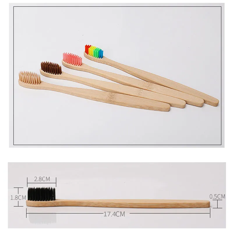 Экологичная зубная щетка из бамбукового угля для ухода за полостью рта 2 шт. экологически чистая зубами