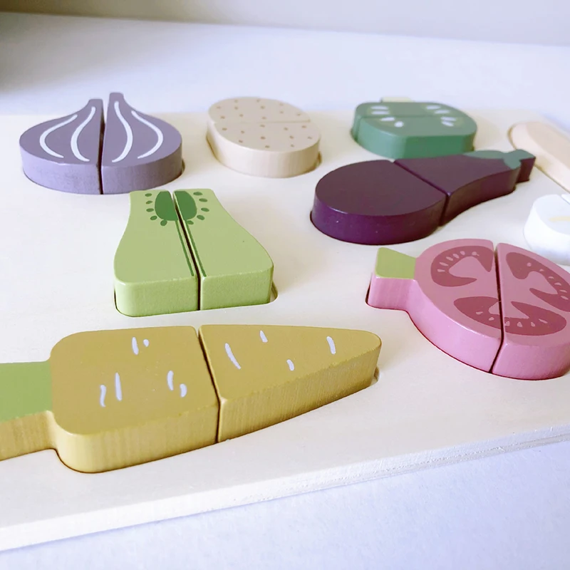 

Wooden Kitchen Simulation Fruit And Vegetable Cutting Set Hook And Loop Kitchen Cutting Toy Educational Toy For Infants Children