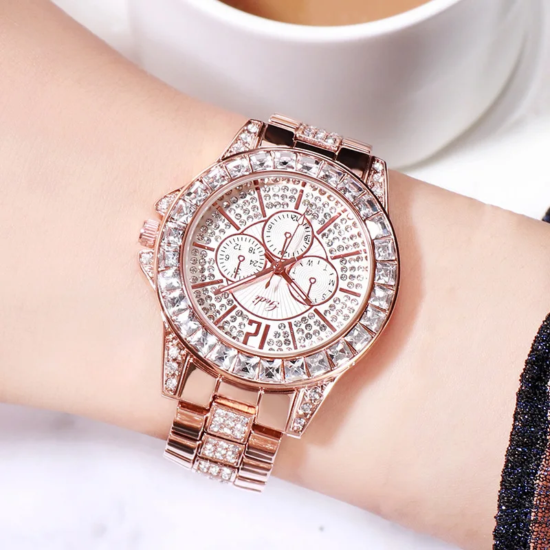 Diamante Ladies Watch Diamond Fully-jewelled The Women's Fashion Waterproof Quartz for Women 2020 Free Shipping | Наручные часы