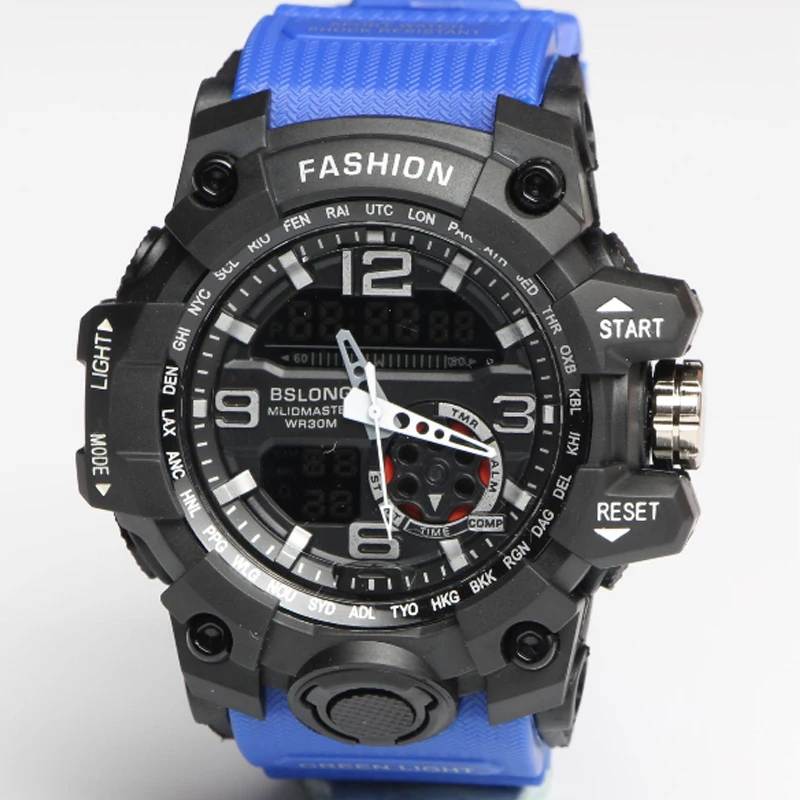 Новые повседневные модные спортивные часы на открытом воздухе двойной показ
