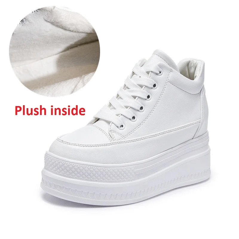 Plush inside white Женская обувь на платформе; сезон осень-зима; Новинка года; дизайнерские черные модные криперы; женская обувь на плоской подошве; обувь на толстой подошве в стиле Харадзюку - Цвет: Plush inside white