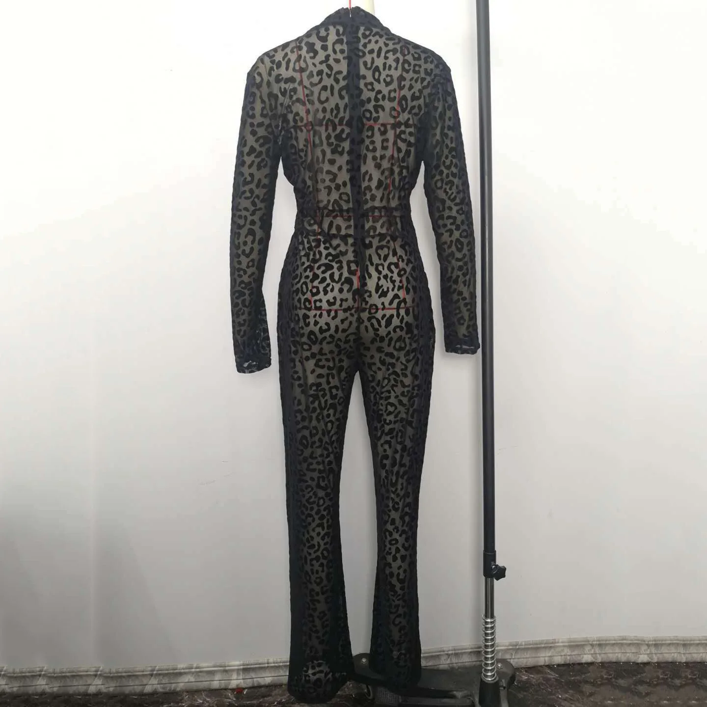 Black Womens Jumpsuits Long Pants Sexy See Through Long Sleeve Sheath Sexy Evening Night Party Club Wear Rompers And Jumpsuit