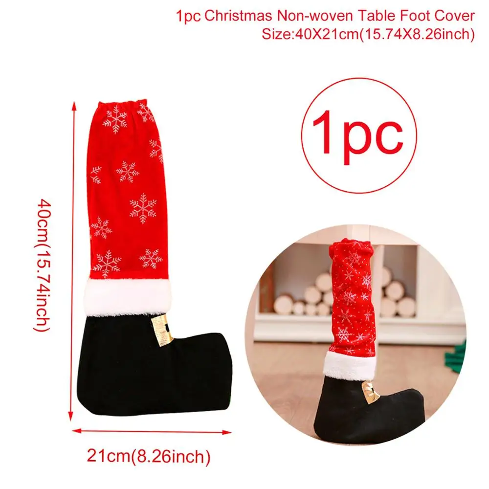 Natale Navidad, красное льняное рождественское настольное украшение для дома, Рождественское украшение, новогодний декор - Цвет: Chair Foot Cover