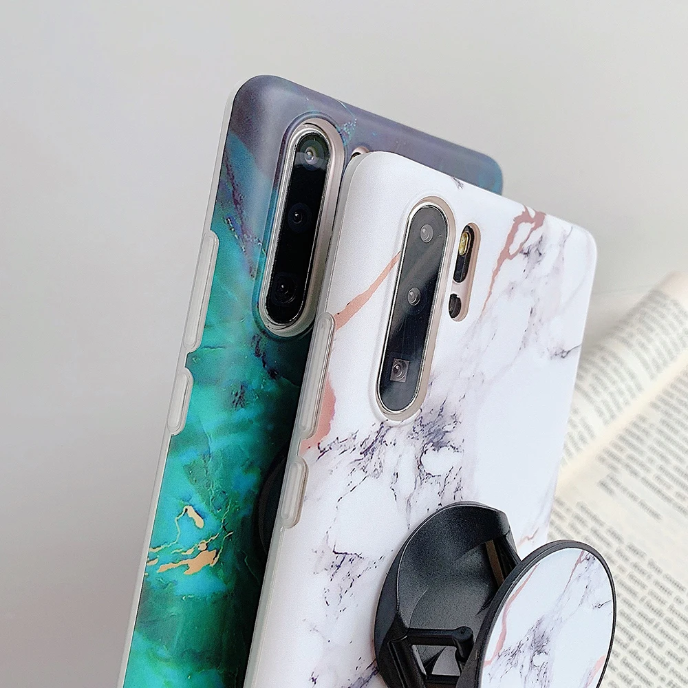 Чехол для телефона LOVECOM с градиентным мраморным рисунком и держателем Samsung S21 Note 20
