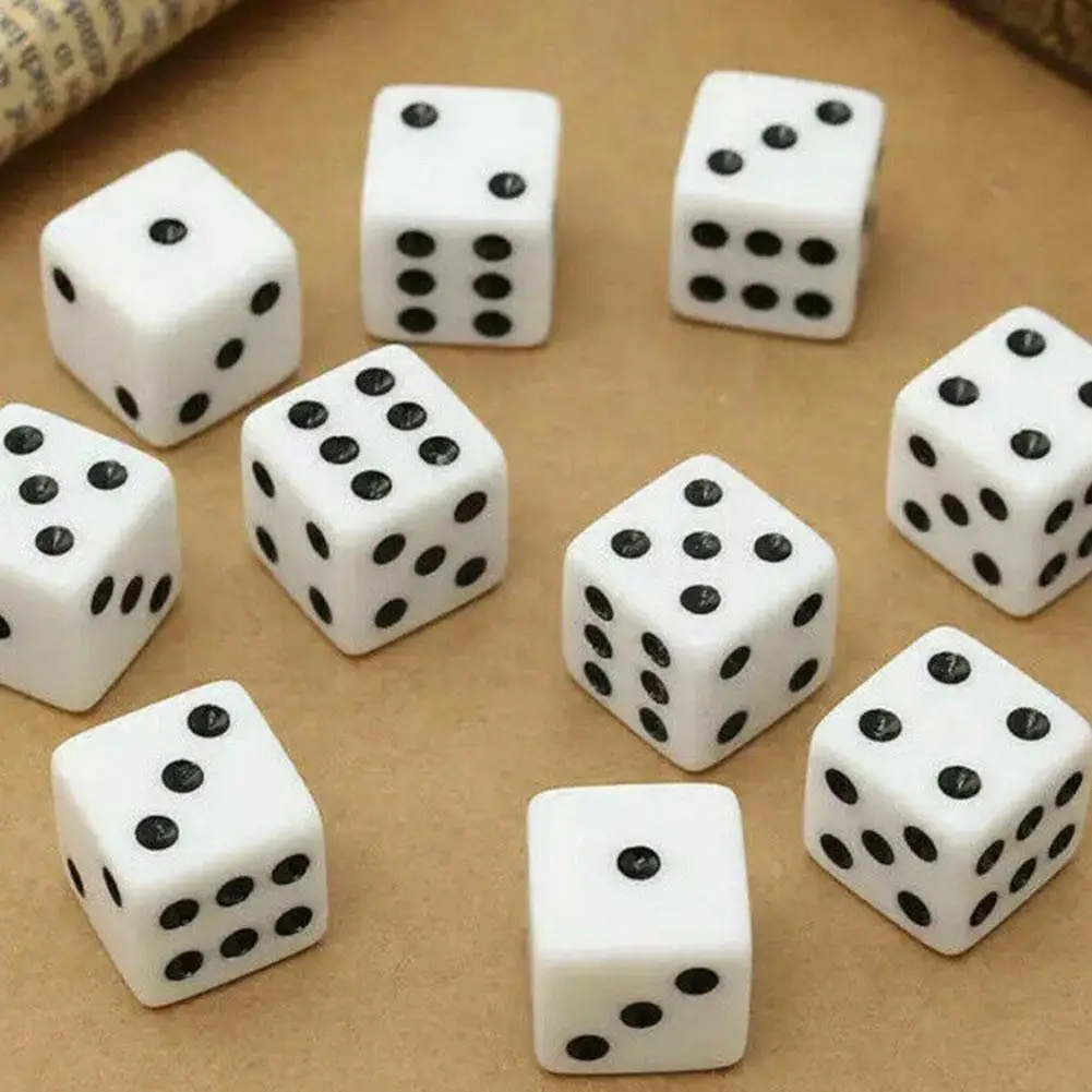 

10Pcs High Quality 16mm Monochrome Six Sided Spot Playing Pub Party Set Game For Bar Games Dice Club Opaque Dice Board N2B4