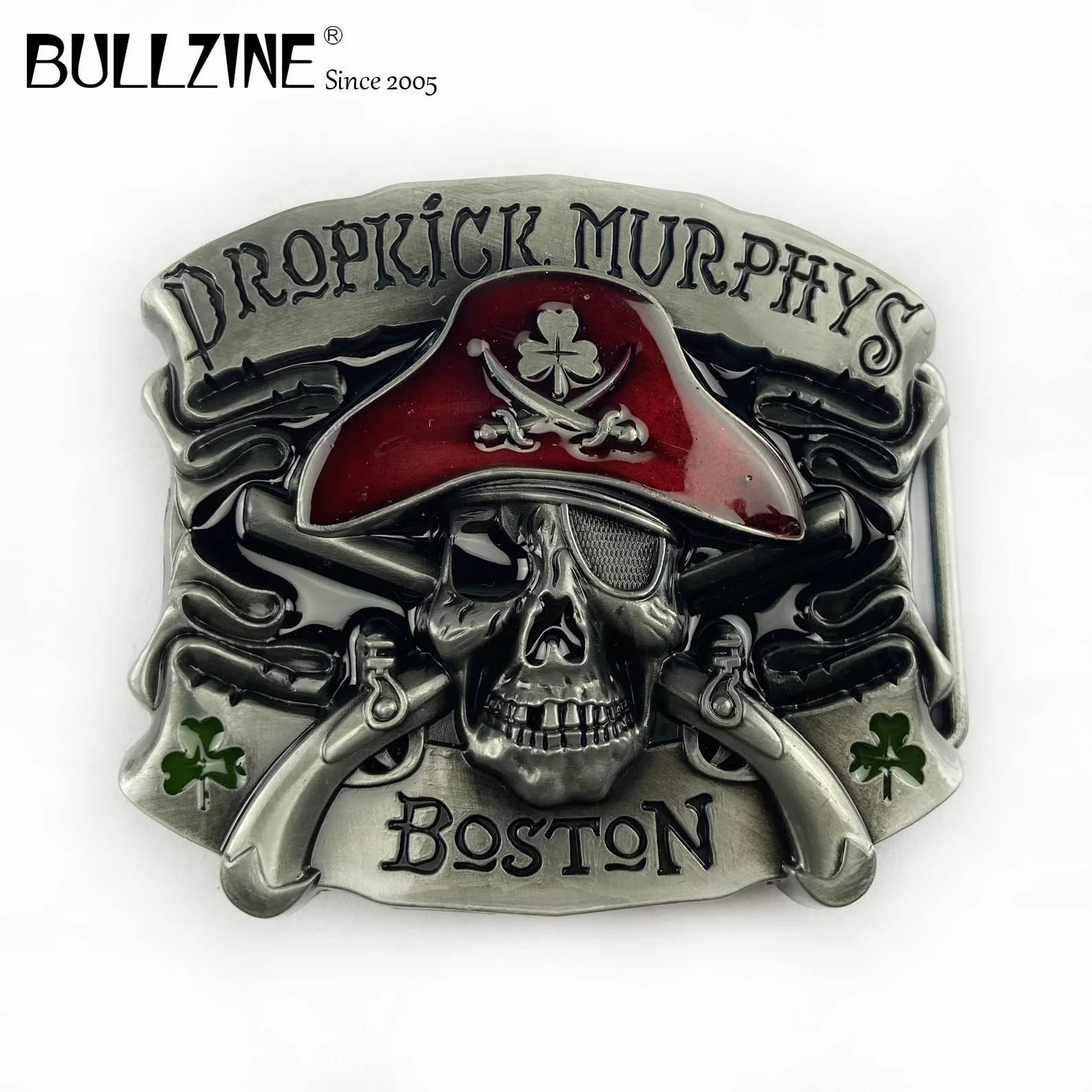 Bullzine череп музыка в ковбойском стиле пряжки ремня с оловянной отделкой FP 03183