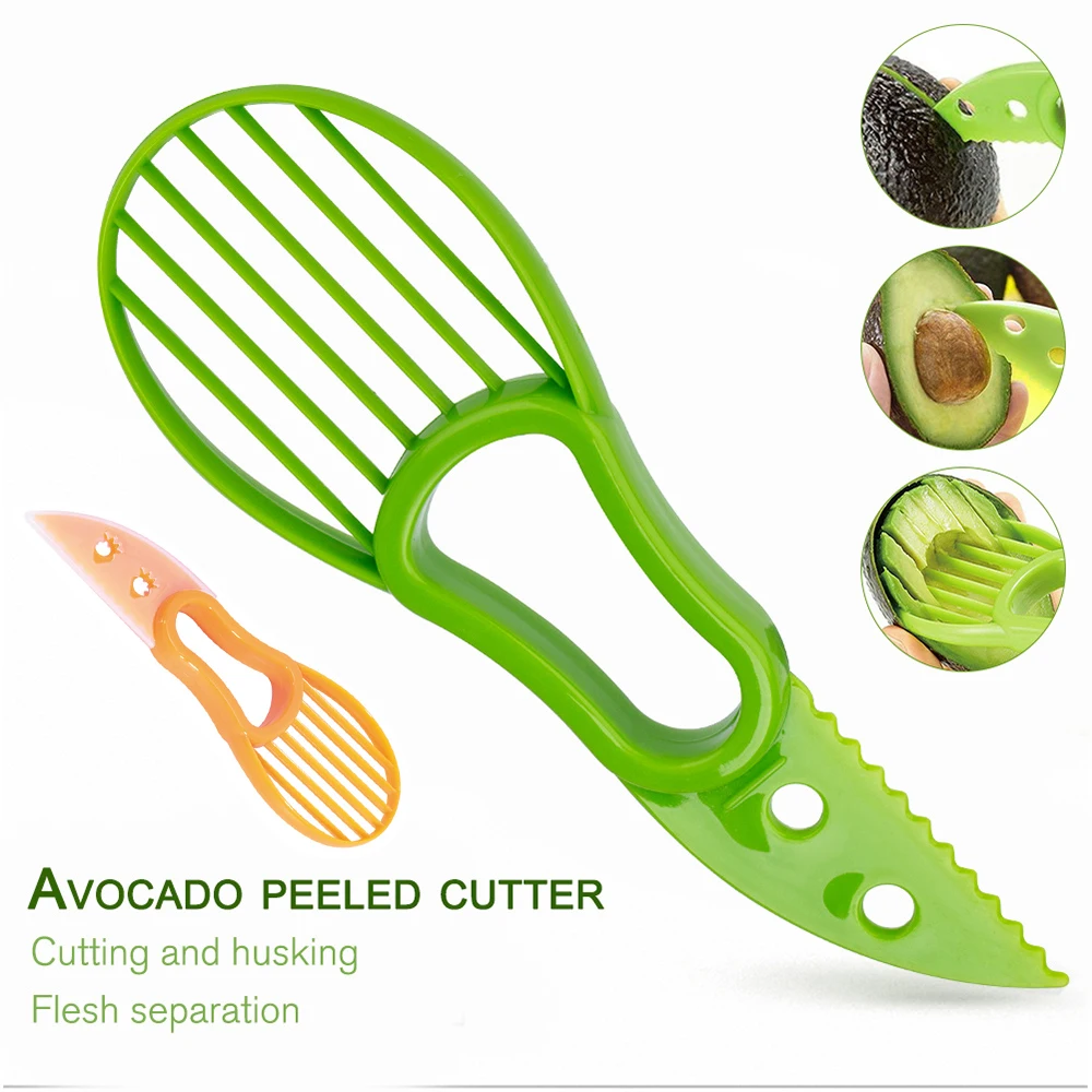 

3 In 1 Avocado Slicer Shea Corer Butter Fruit Peeler Cutter Pulp Separator Plastic Knife Kitchen Vegetable Tools Kitchen Gadgets