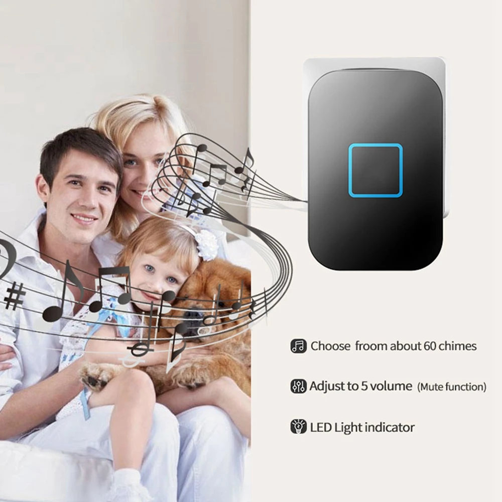 Беспроводной водонепроницаемый дверной звонок CACAZI 300 м 2 кнопки 4