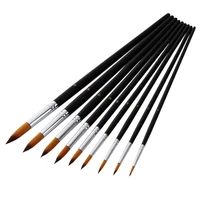 9pcs round artist paint brushes set nylon hair long wooden handle painting brush for oils acrylic gouache watercolor painting