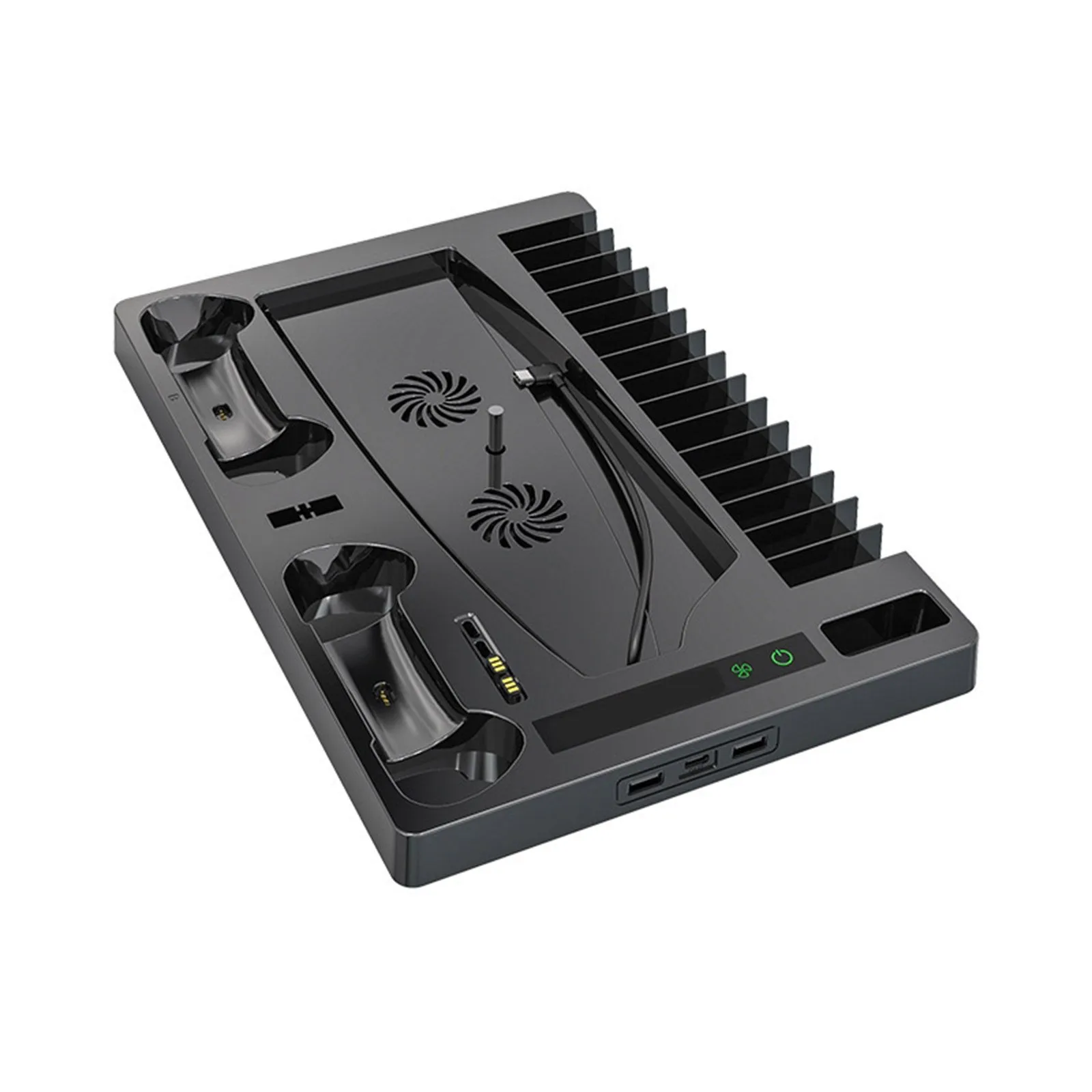 

Base For PS5 DE/UHD Vertical Stand With Cooling Fan Charging Dock Earphone Holder Station Game Rack Multi-functional Stands J13