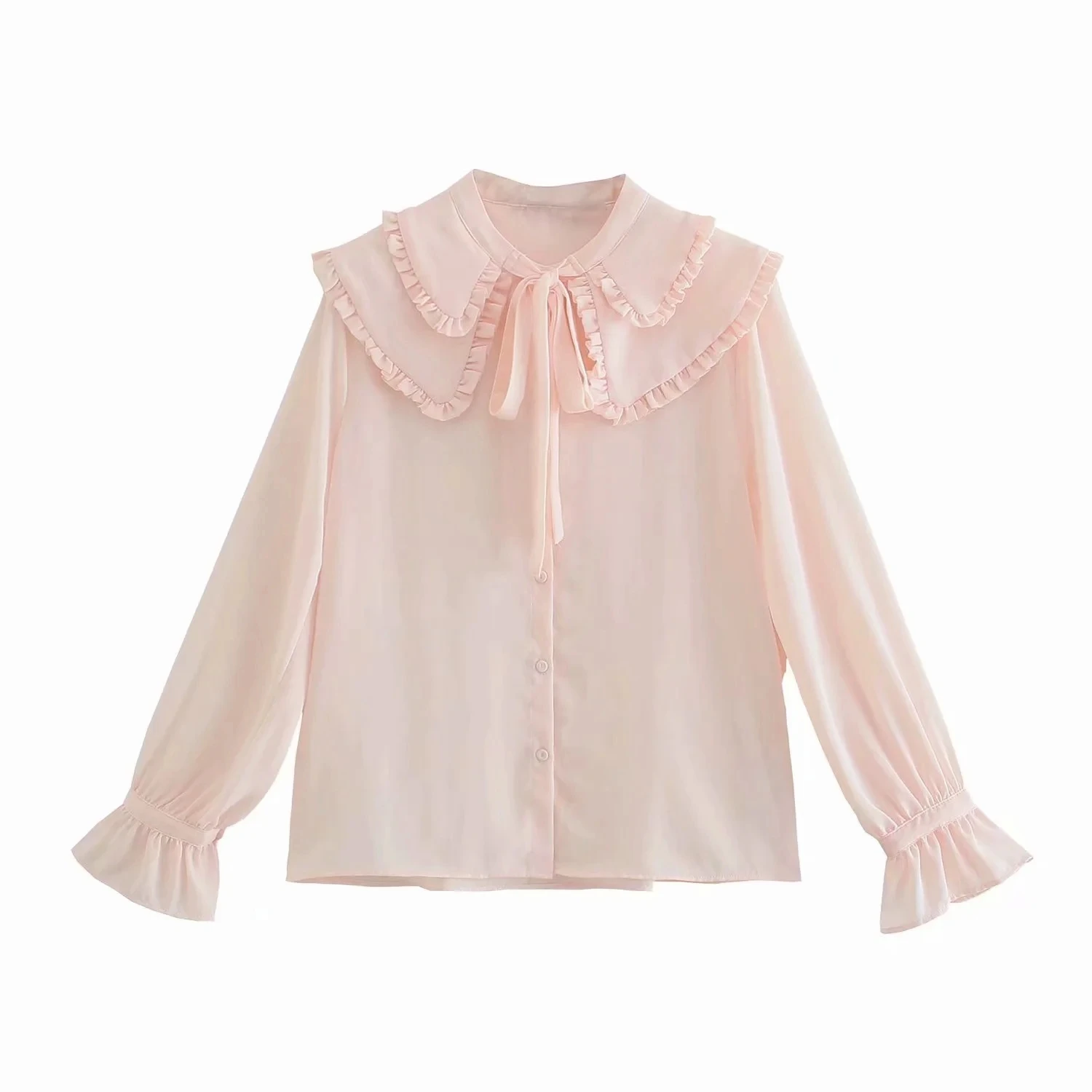 

Модная элегантная однотонная Повседневная Блузка в английском стиле с оборками и бантом, осень 2022, свободная рубашка, блузка, женские топы