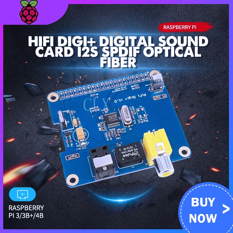 Цифровая звуковая карта HIFI DiGi + I2S SPDIF оптическое волокно для Raspberry Pi 3 B Plus / 3B 2 model и A