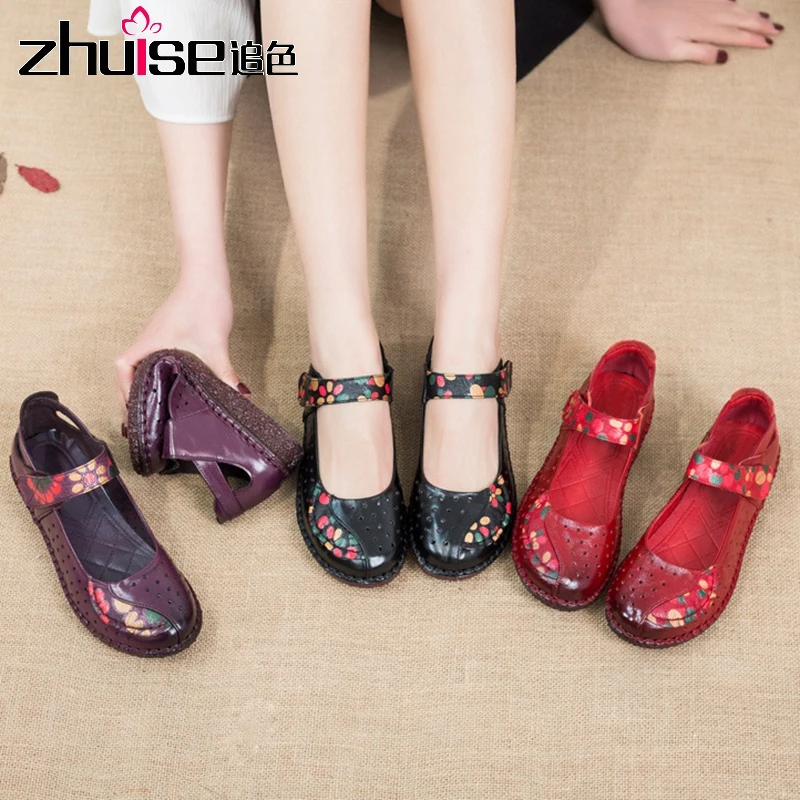 Женские босоножки с перфорацией мягкая подошва кожаные сандалии на плоской