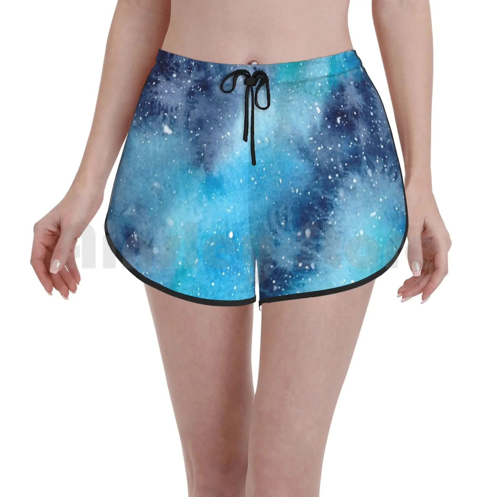 

Watercolor Galaxy Swim Shorts Quick Dry Women Beach Short Watercolor Galaxy Stars Heavens Sky Night Sky Space Universe
