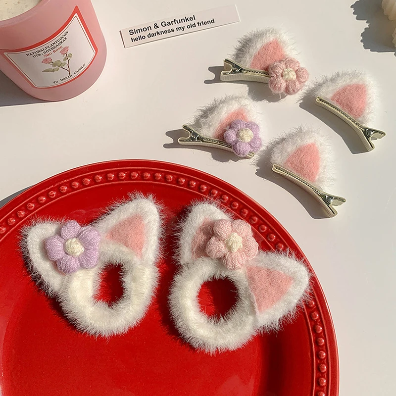 

Fashionable Cute Plush Cat Ears Hairpins Lolita Sweet Fluffy Ear Cosplay Hair Clips Women Girl Party Costume Hair Accessories