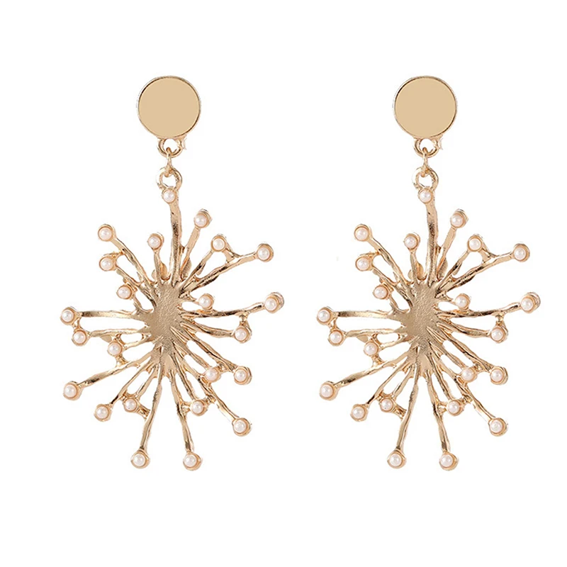 Дизайн фейерверка Имитация Жемчуга Цветок большие серьги креативный