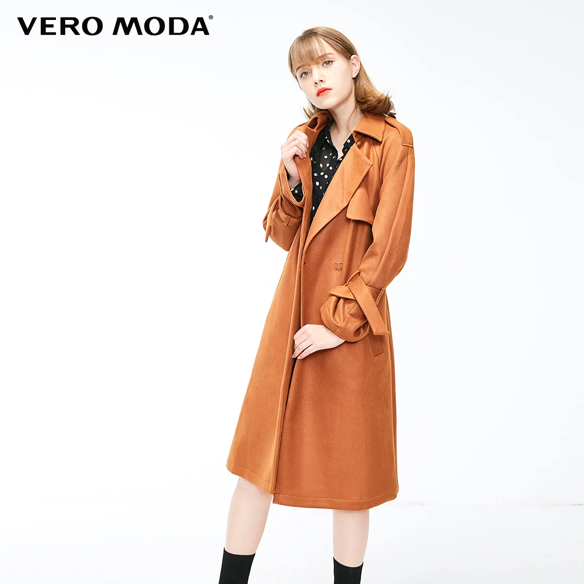 Vero Moda женский OL Стиль Минималистский средней длины саржа Тренч | 319109501 - Цвет: F11 Leather brown