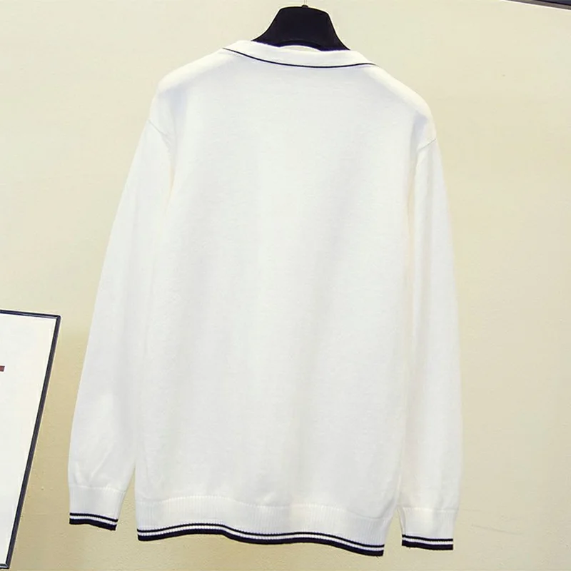 Черный белый однобортный вязаный кардиган осенний элегантный классический