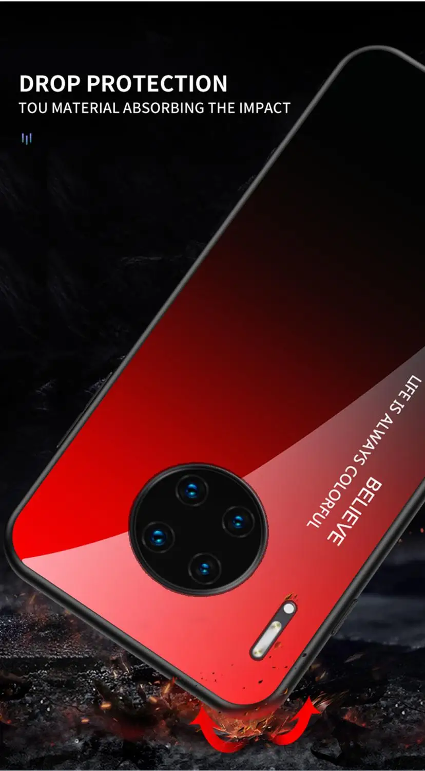 Чехол для Huawei Mate 30 Pro чехол с градиентом задняя крышка из закаленного стекла