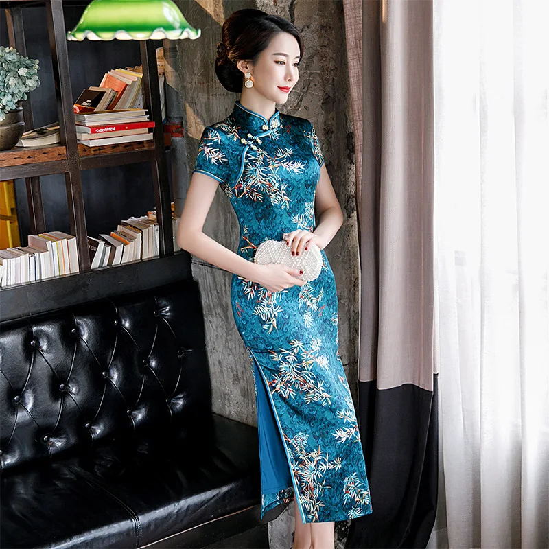 

2020 Spring summer chinese dress High quality cheongsam qipao chinese traditional dress oriental dress robe chinoise femme women