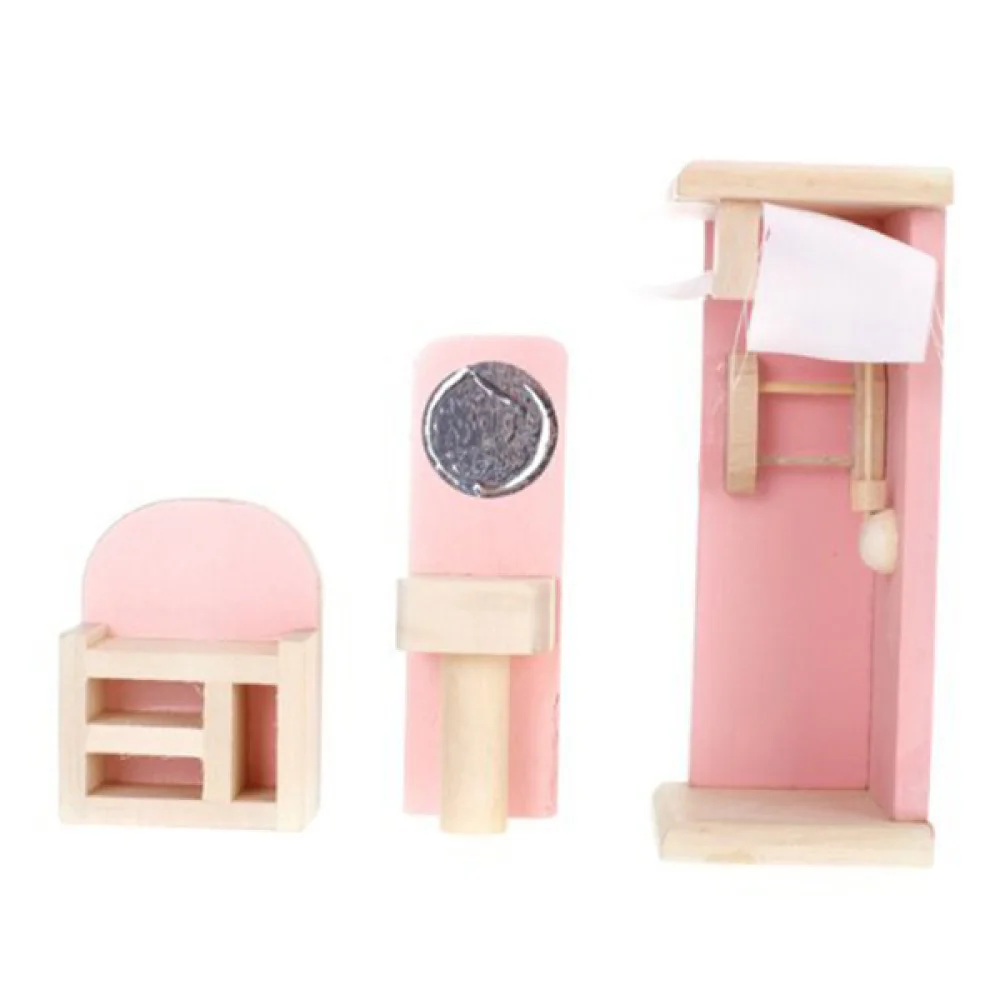 

DIY Wooden Miniature Furniture Set Doll House Kids Gift Bathroom