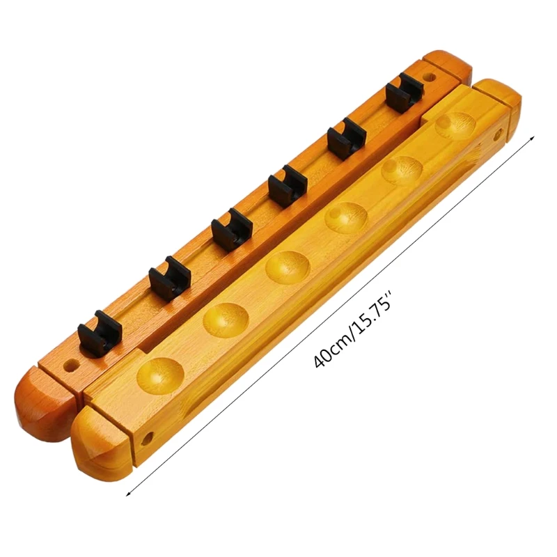 

2021 New Wall Mounted Hardwood Billiard Cue Rack Pool Cue Rack 6 Clips