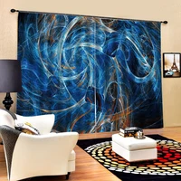 Beautiful Photo Fashion Customized 3D Curtains blue lines curtains soundproof windproof curtains