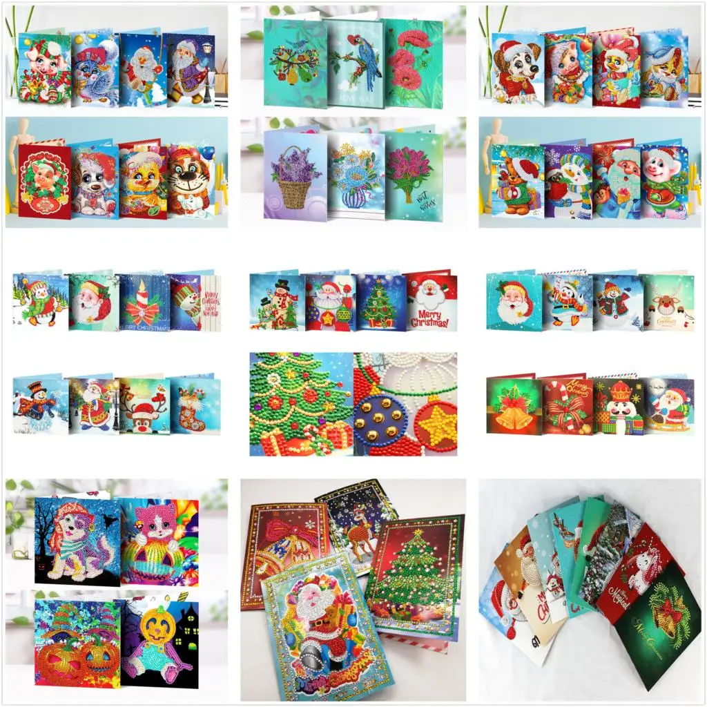 

Dpsprue Full 5d Diy Diamond Painting Cross Stitch Christmas Cards Diamond Mosaic 3D Emboridery Beads Gift Paper Card