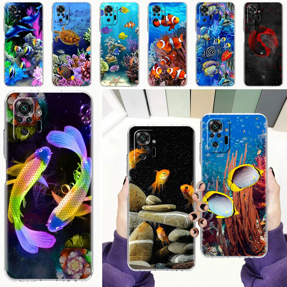 

Luxury Phone Case For Xiaomi Redmi Note 9S 9 8 10 Pro 7 8T 9C 9A 8A K40 Soft Silicone Clear Cover Carp Fishing Fish Ocean Animal