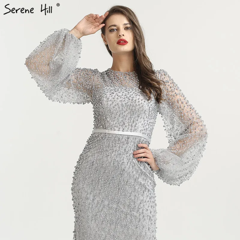 Серые Вечерние платья с жемчугом и русалочкой 2021 сексуальные модные вечерние
