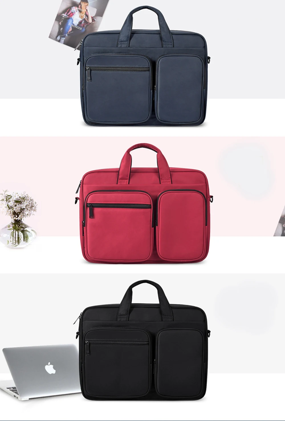 

New 15.6 inch Laptop Bag, Travel Briefcase with Organizer, Water Resisatant Business Briefcases for Macbook Fits Men and Women