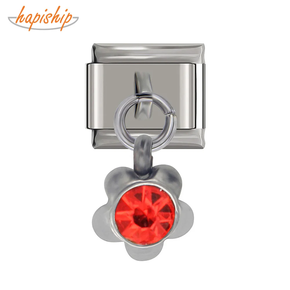 Hapiship 2019 оригинальный дизайн цветок из нержавеющей стали Красный CZ итальянский