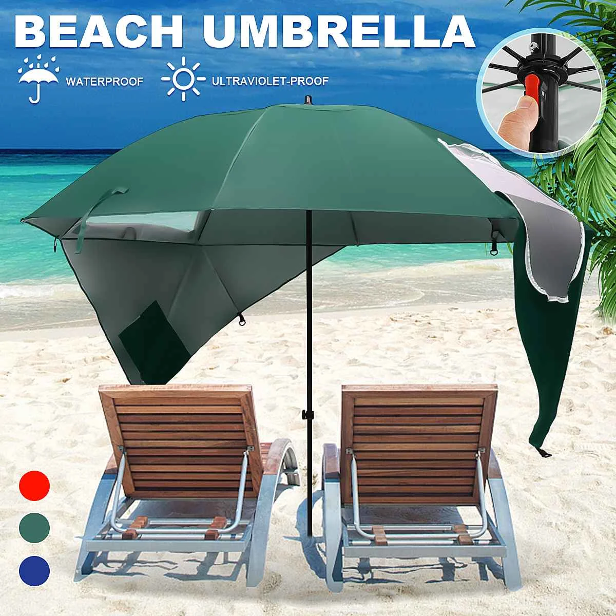 

Windproof Waterproof Beach Umbrella Large 210D Oxford Fabric Outdoor Camping Sun Shelter Sunshade Garden Beach UV Sun Shield