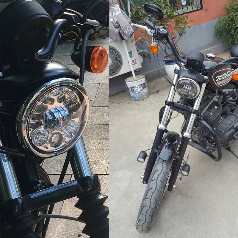 5.75 inch Headlamp For Harley Dyna Sportster 1200 883 Parts DRL Turn Signal Light Motor 5.75&quotProjector LED Moto Headlights |