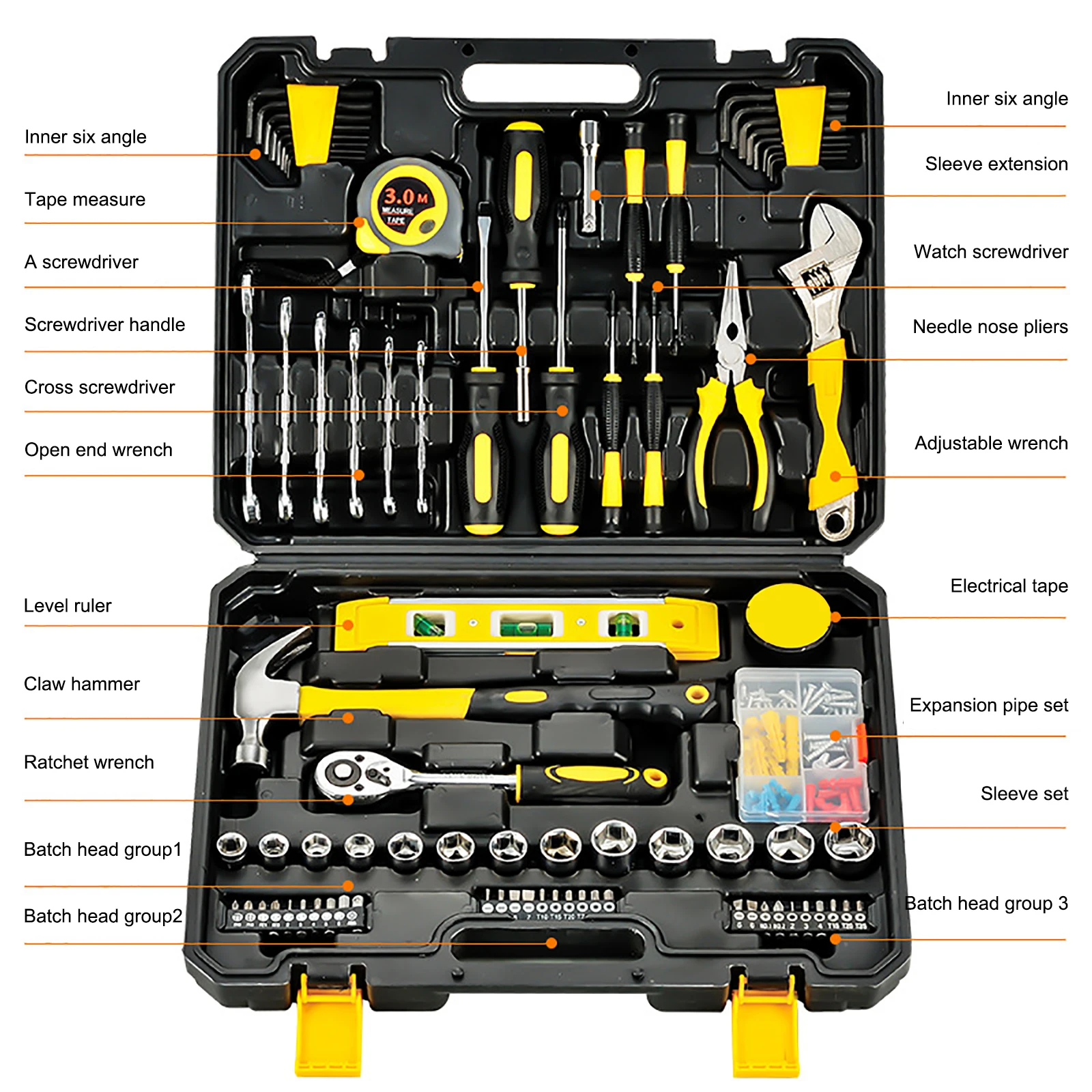 

108PC Hardware Hand Tool Combination Socket Set and Torque Wrench Auto Repair Applicable for Home Improvement Equipment Repair