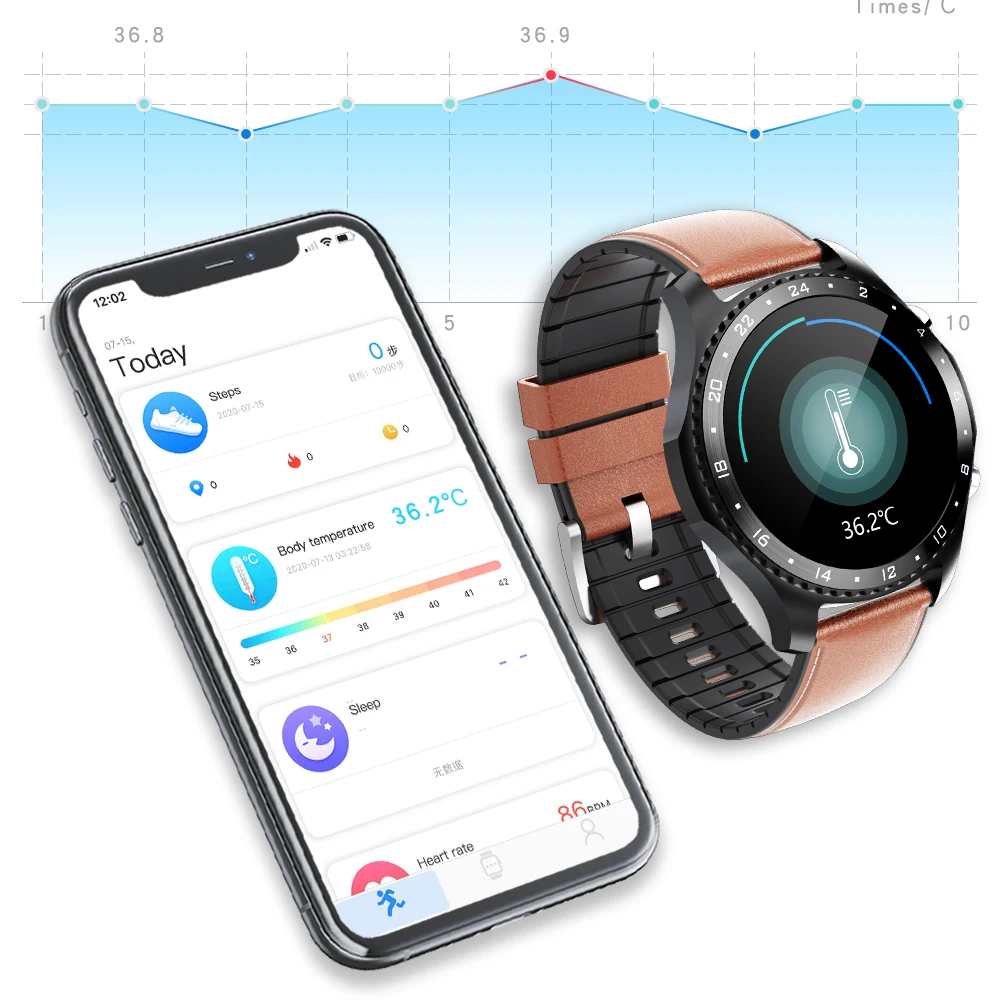 bluetooth connection smart watches phone body temperature test sport fitness watch waterproof smart bracelet smartwatch mens free global shipping