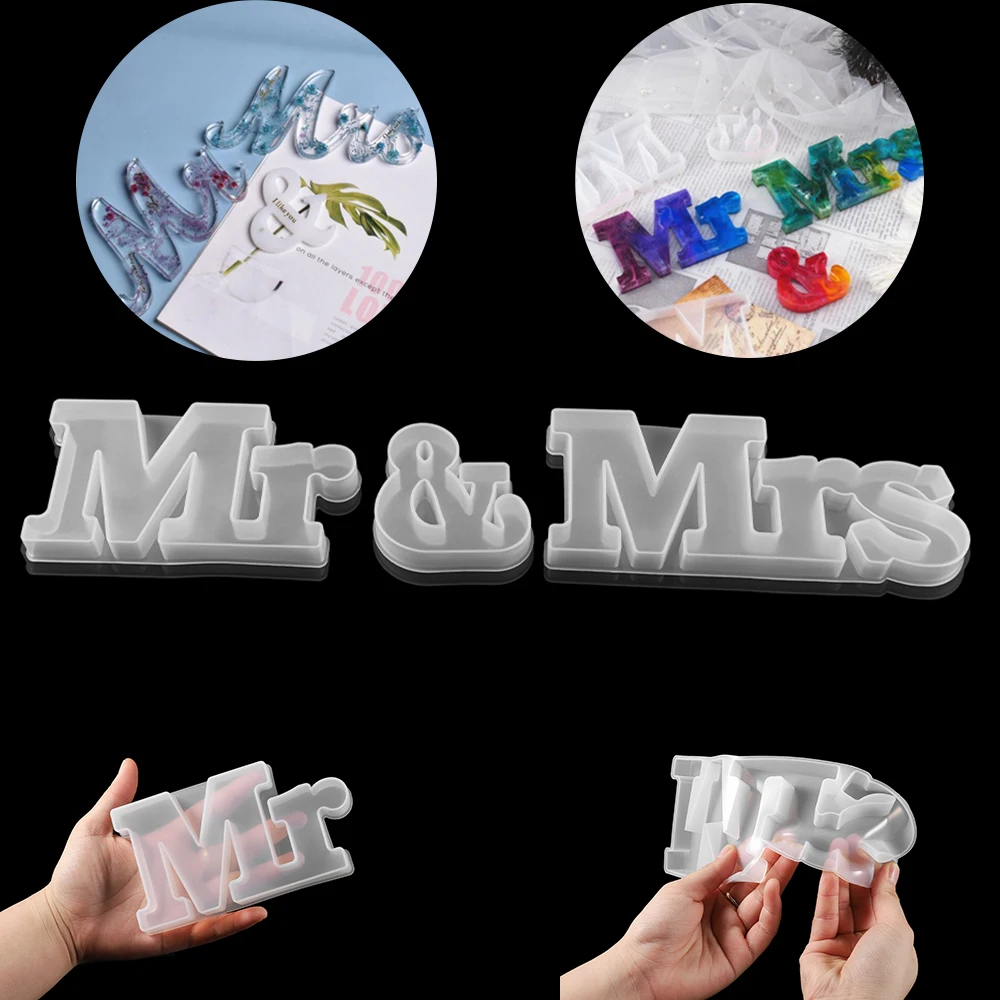 

Crystal English Word Silicone UV Epoxy Resin Mold Casting Alphabet Mr & Mrs Letter For DIY Crafts Wedding Decoration Supplies