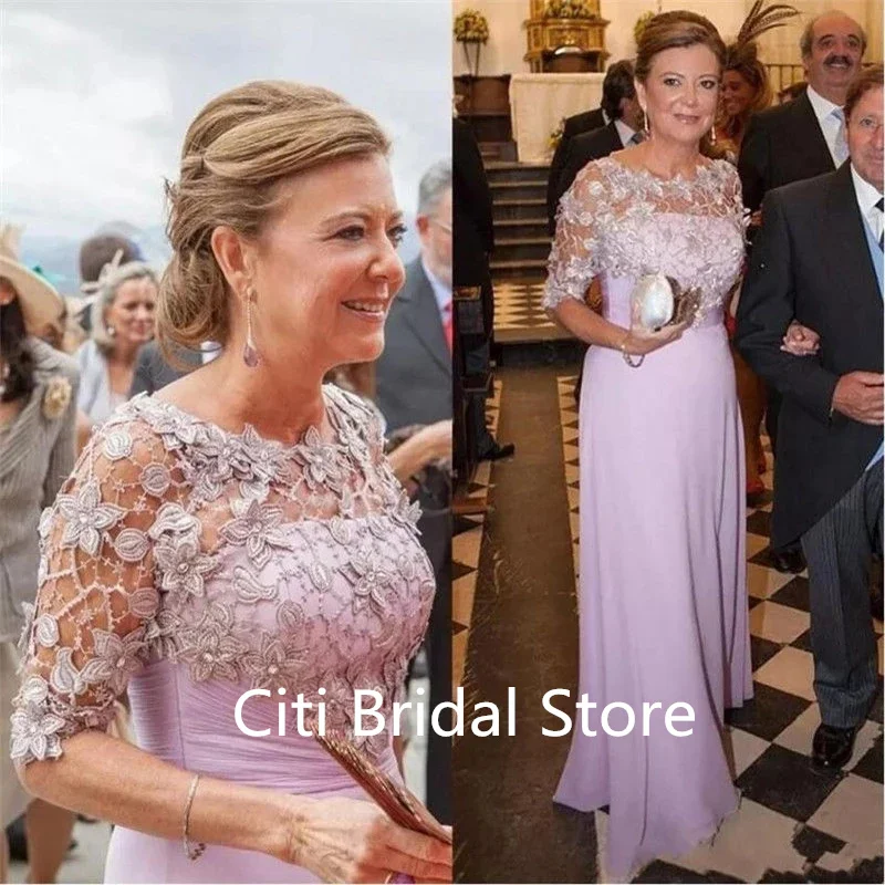 

Mother Of The Bride Dresses For Weddings Puple Elegant Large Size Wedding Party Dress Appliqued Mother Of The Groom Dress